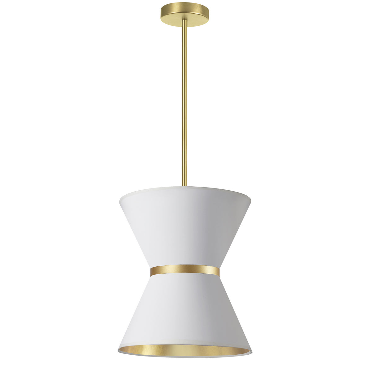Mini-suspension Caterine Laiton vieilli, 12", Blanc et or – Dainolite