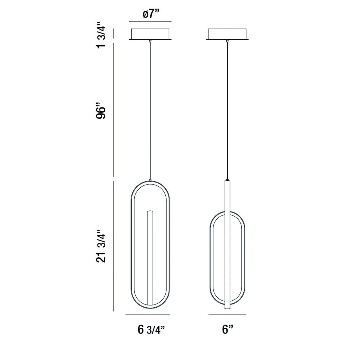 Mini-suspension Demark Noir mat – vue 3