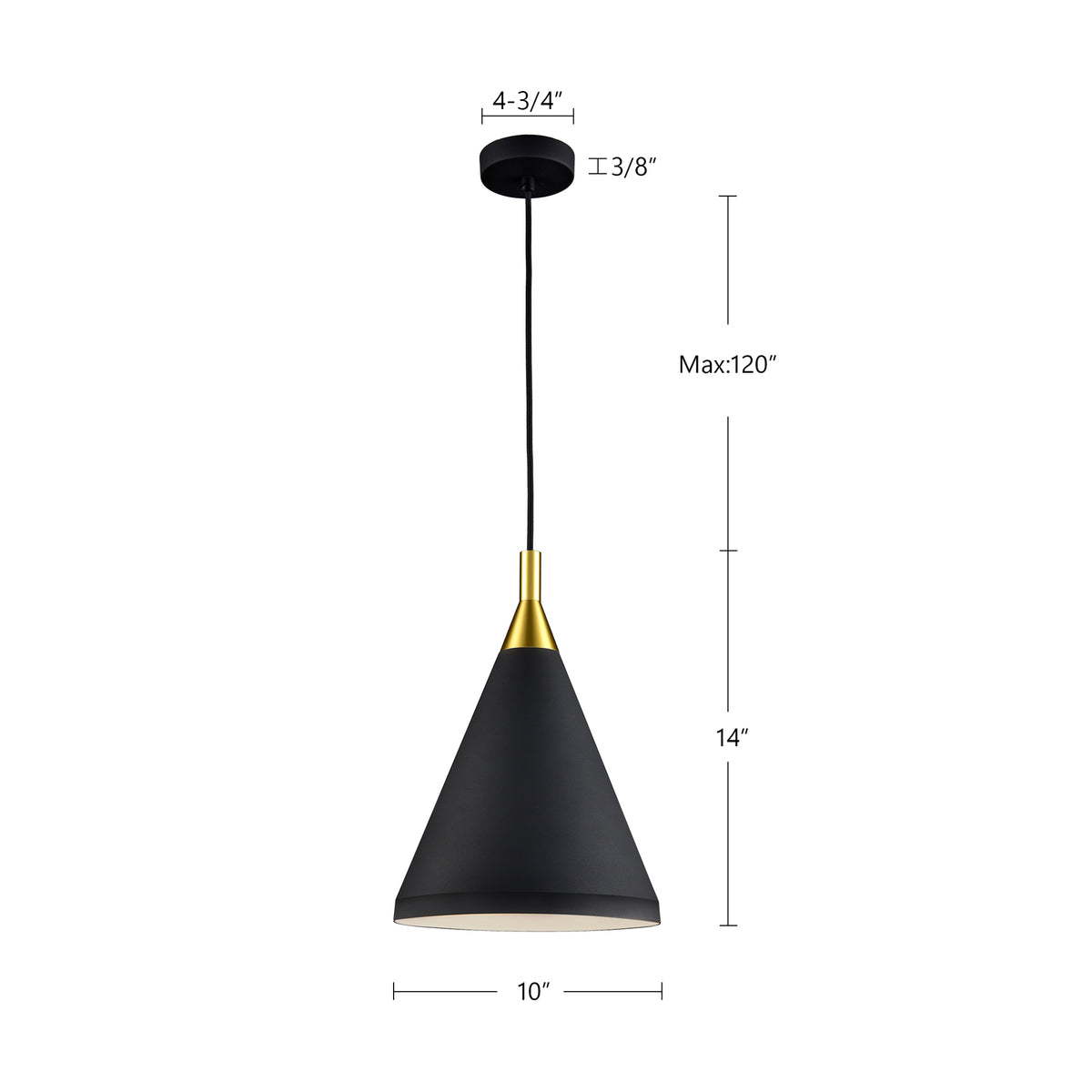 Mini-suspension Dorothy Noir / Or – vue 4