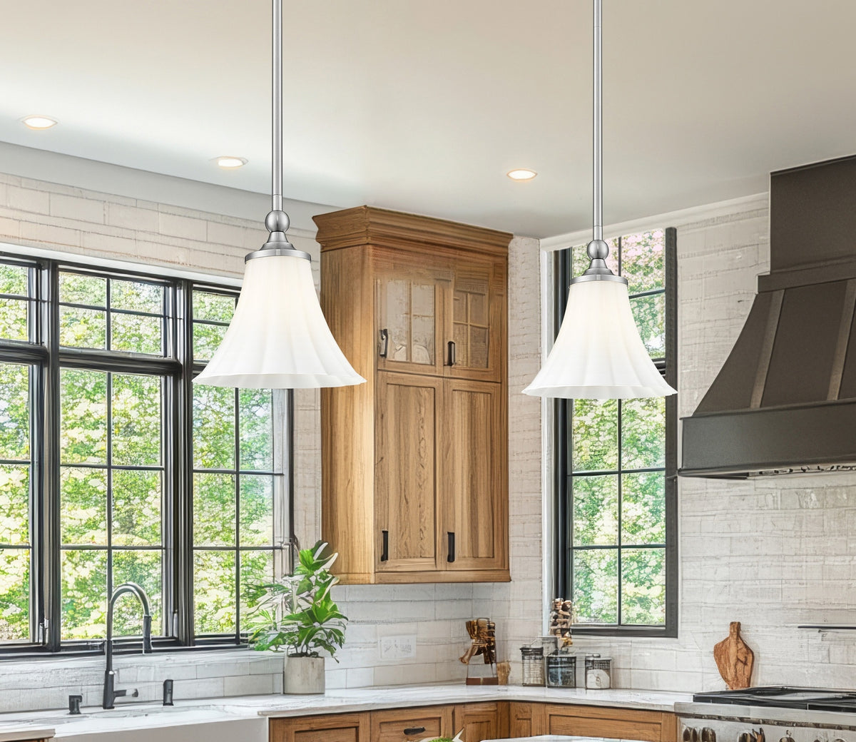 Mini-suspension Fleur Nickel brossé – vue 8