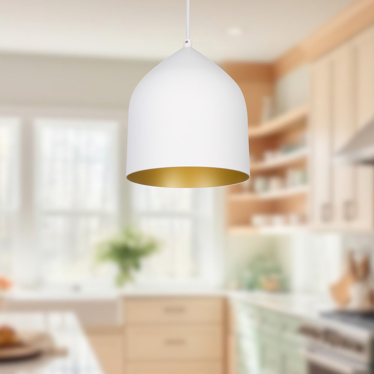 Mini-suspension Helena Blanc / Or, Diffuseur blanc acrylique – vue 2