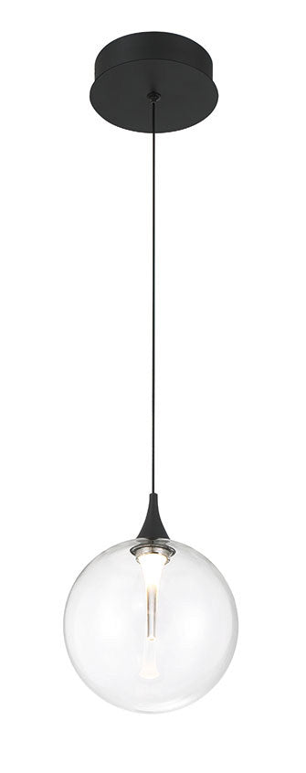 Mini-suspension Iissa Noir mat, Verre transparent – vue 3