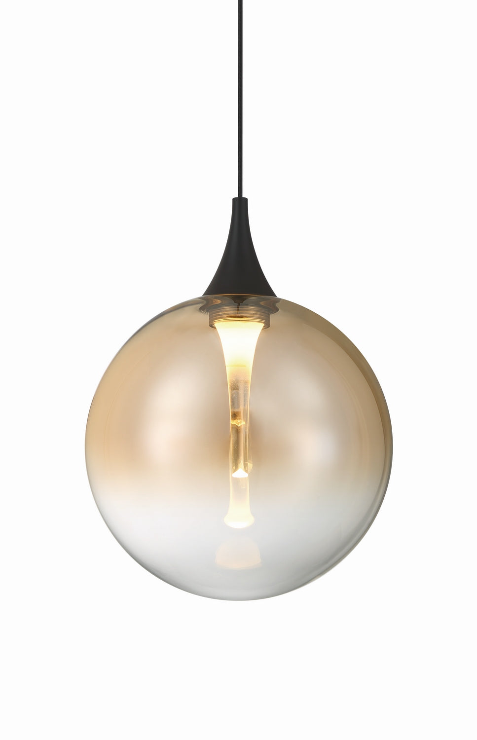 Mini-suspension Iissa Noir mat, Verre ambre – vue 5