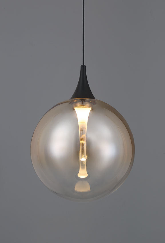 Mini-suspension Iissa Noir mat, Verre ambre – vue 7