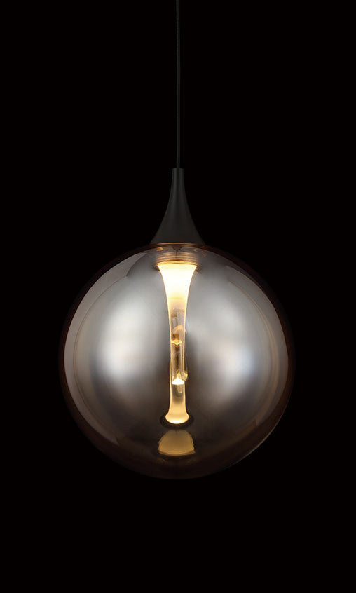 Mini-suspension Iissa Noir mat, Verre ambre – vue 8