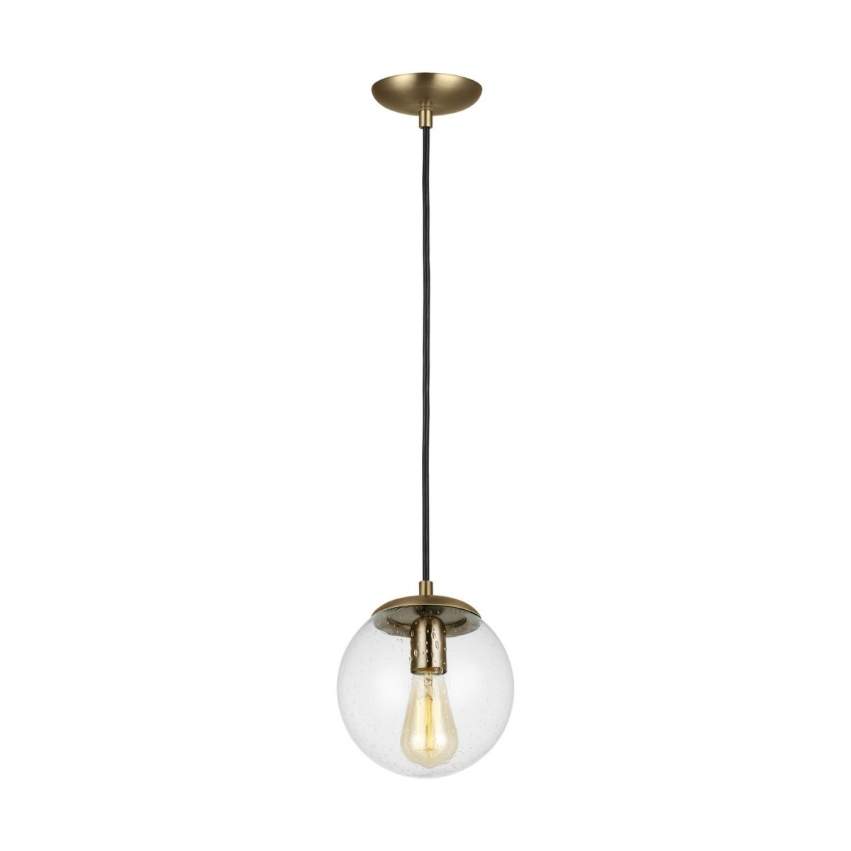 Mini-suspension Leo - Hanging Globe - Satin Brass Clear Seeded 8 by Visual Comfort Studio | Luminaires & cie