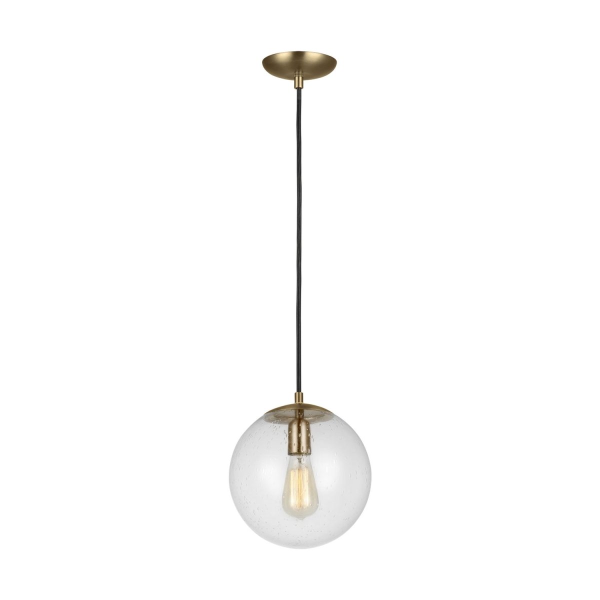 Mini-suspension Leo - Hanging Globe - Satin Brass Clear Seeded 10 by Visual Comfort Studio | Luminaires & cie