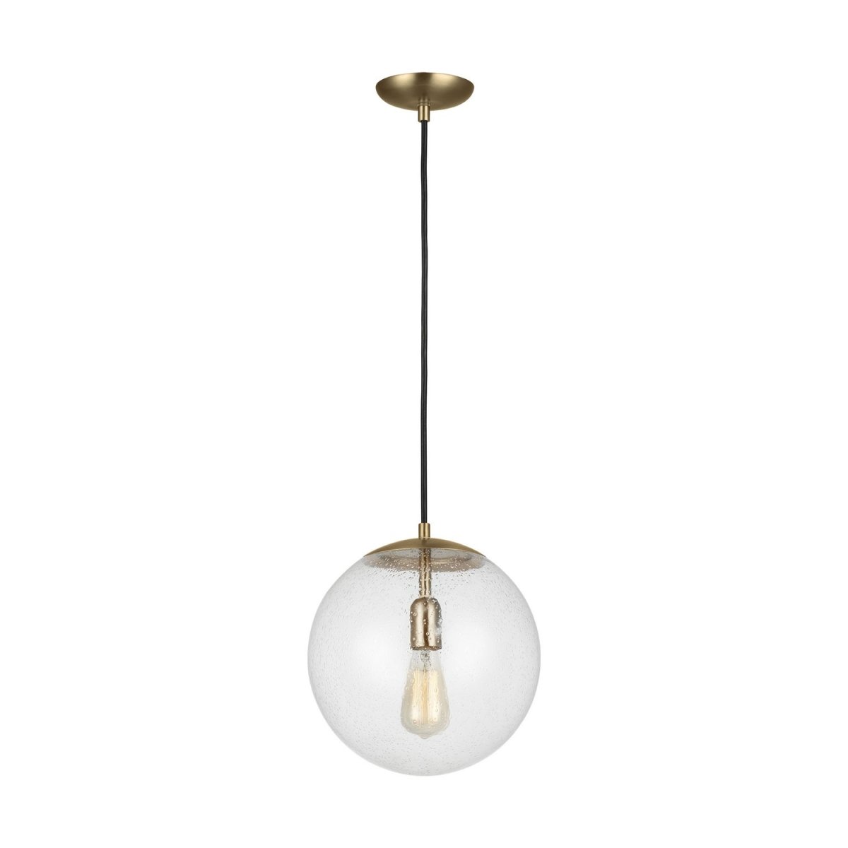 Mini-suspension Leo - Hanging Globe - Satin Brass Clear Seeded 12 by Visual Comfort Studio | Luminaires & cie