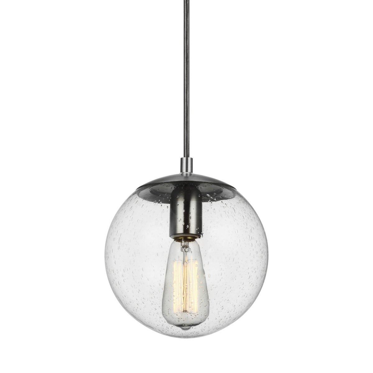 Mini-suspension Leo - Hanging Globe - Satin Brass Clear Seeded 14 by Visual Comfort Studio | Luminaires & cie