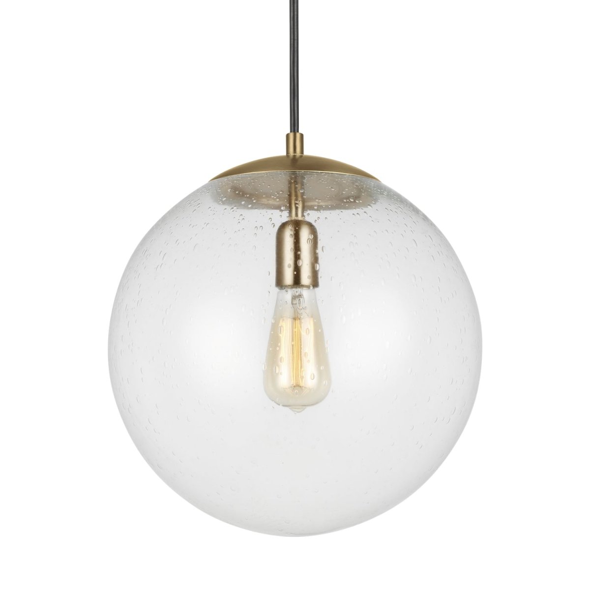 Mini-suspension Leo - Hanging Globe - Satin Brass Clear Seeded 14 by Visual Comfort Studio | Luminaires & cie