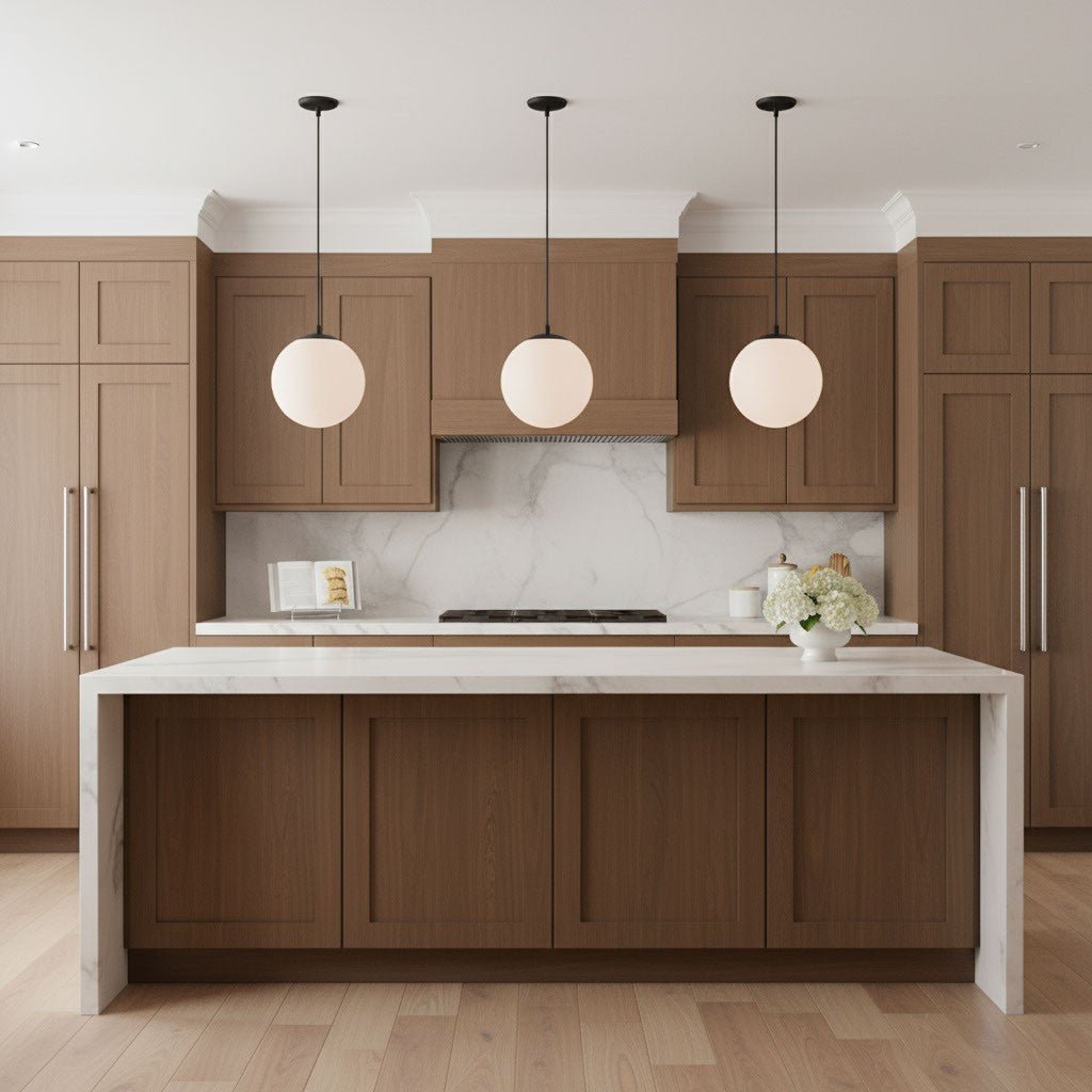 Mini-suspension Leo - Hanging Globe - Satin Brass Clear Seeded 14 by Visual Comfort Studio | Luminaires & cie
