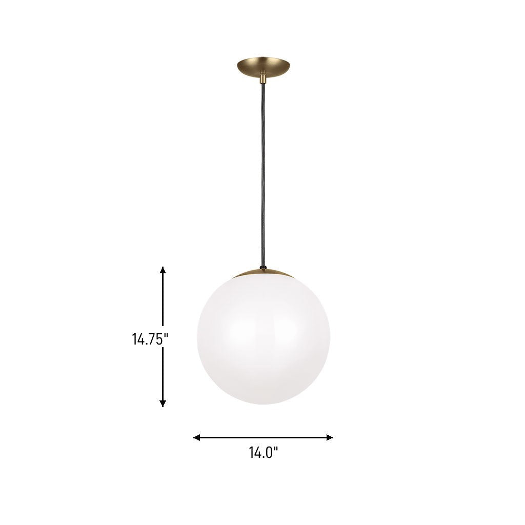 Mini-suspension Leo - Hanging Globe - Satin Brass Clear Seeded 14 by Visual Comfort Studio | Luminaires & cie