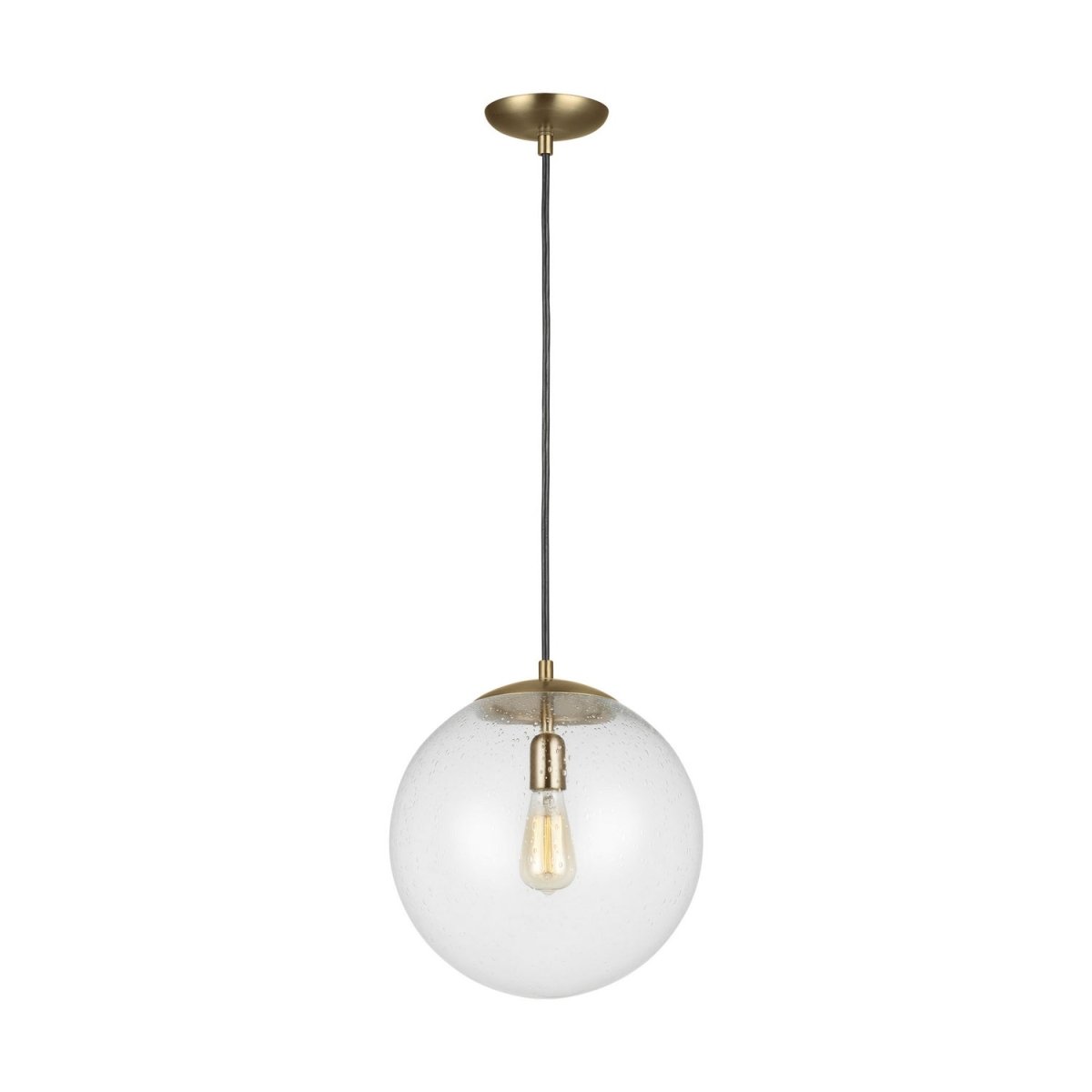 Mini-suspension Leo - Hanging Globe - Satin Brass Clear Seeded 14 by Visual Comfort Studio | Luminaires & cie