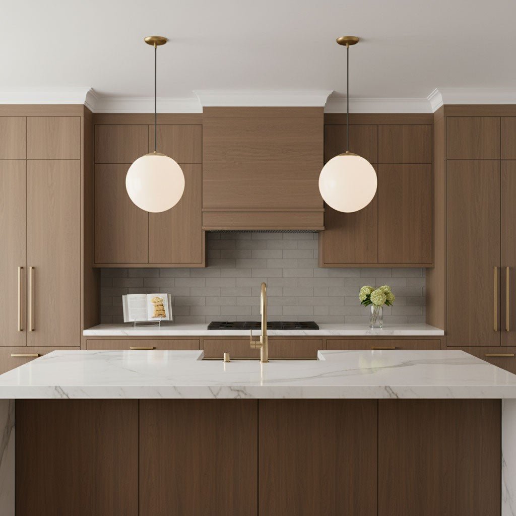 Mini-suspension Leo - Hanging Globe - Satin Brass Clear Seeded 14 by Visual Comfort Studio | Luminaires & cie