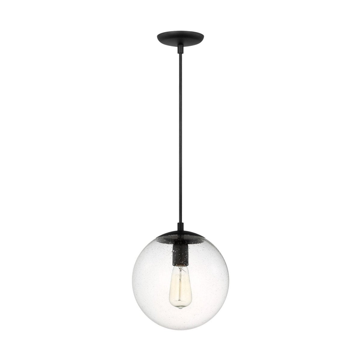 Mini-suspension Leo - Hanging Globe - Satin Brass Clear Seeded 14 by Visual Comfort Studio | Luminaires & cie
