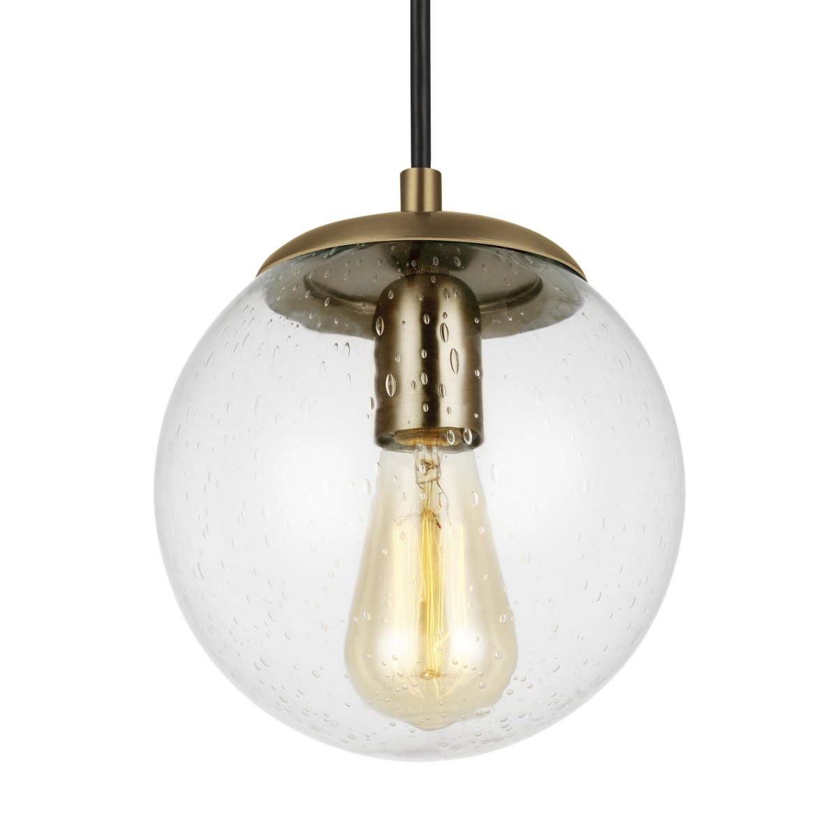 Mini-suspension Leo - Hanging Globe - Satin Brass Clear Seeded 14 by Visual Comfort Studio | Luminaires & cie