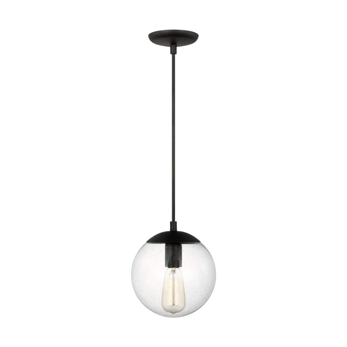 Mini-suspension Leo - Hanging Globe - Satin Brass Clear Seeded 14 by Visual Comfort Studio | Luminaires & cie