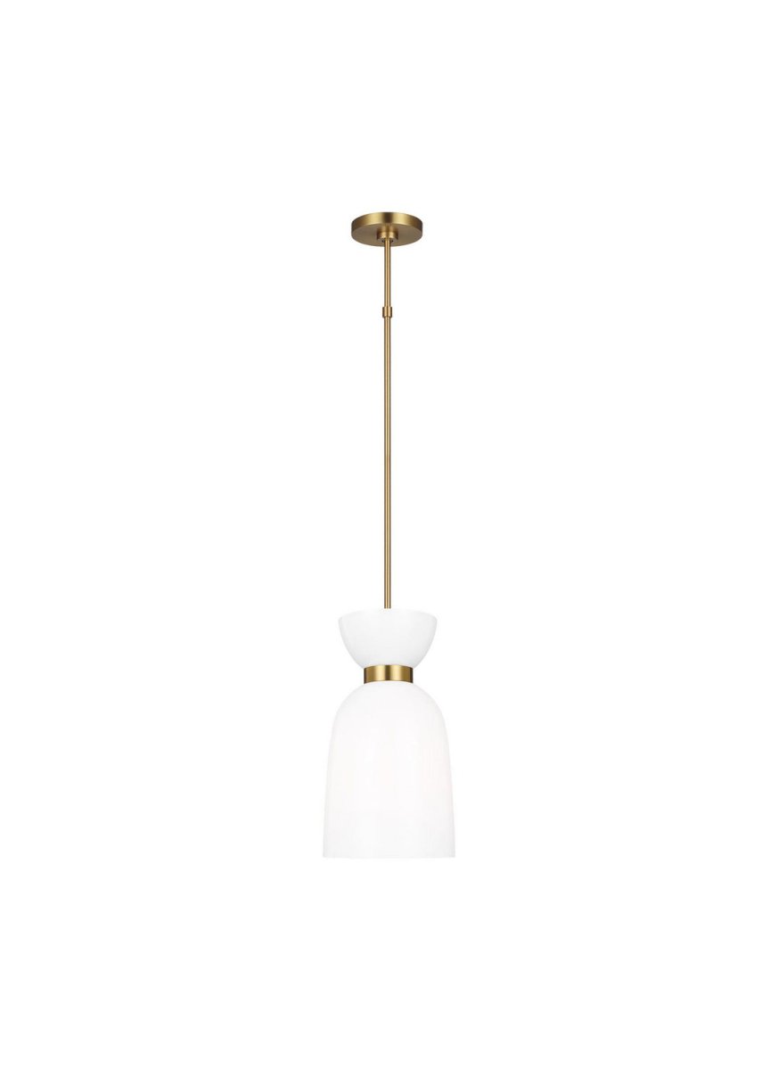 Mini-suspension Londyn - Laiton bruni avec verre opalin blanc by Visual Comfort Studio | Luminaires & cie