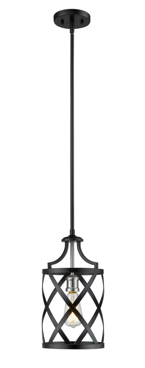 Mini-suspension Malcalester - Noir mat + Nickel brossé by Z-Lite | Luminaires & cie
