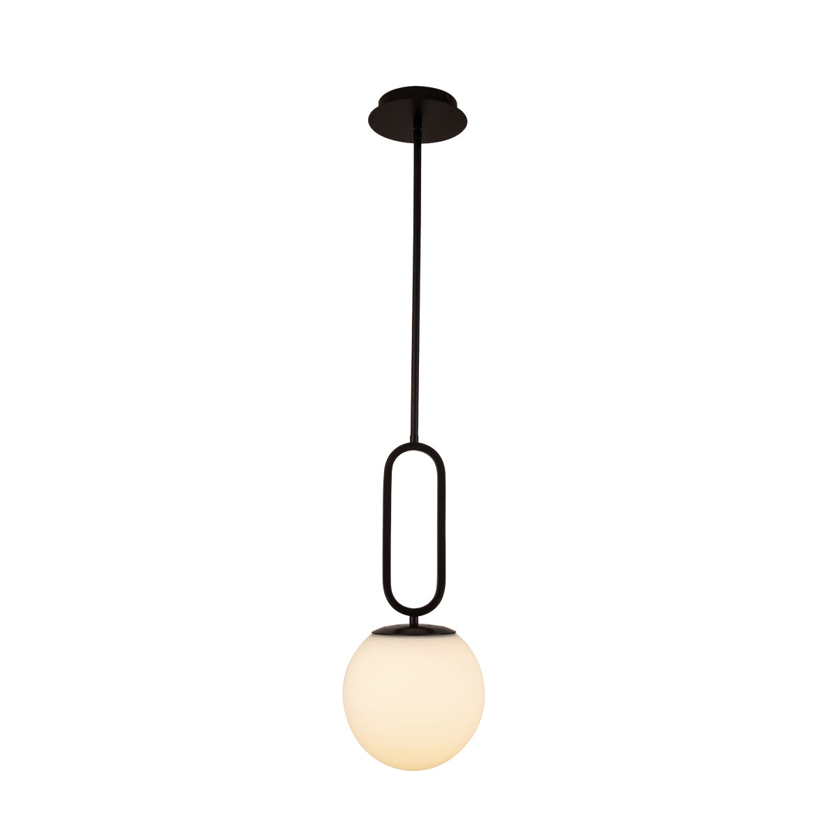 Mini-suspension Prospect Noir mat, Verre blanc globe – Eurofase