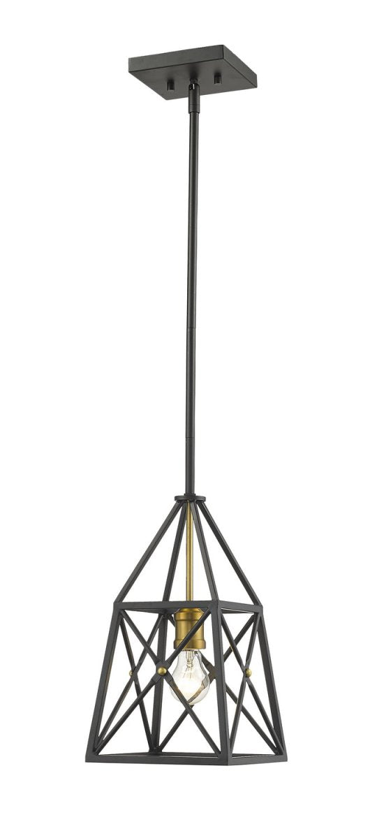 Mini-suspension Trestle - Noir mat + Laiton vieilli by Z-Lite | Luminaires & cie