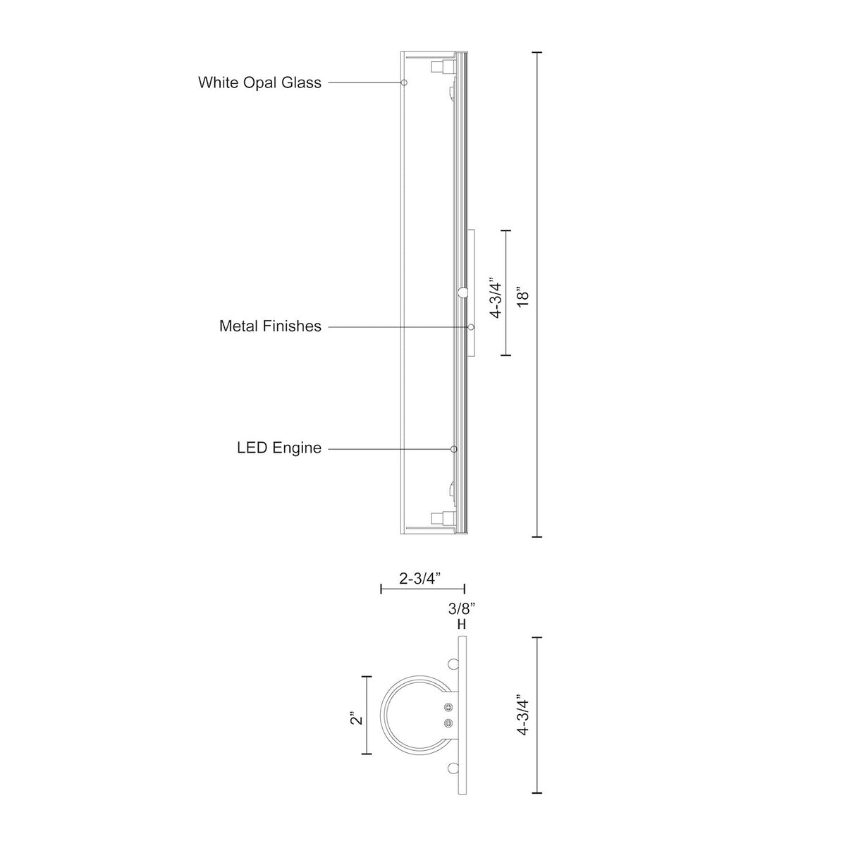 Barre d'éclairage de salle de bain Bute Noir, 18" – vue 3
