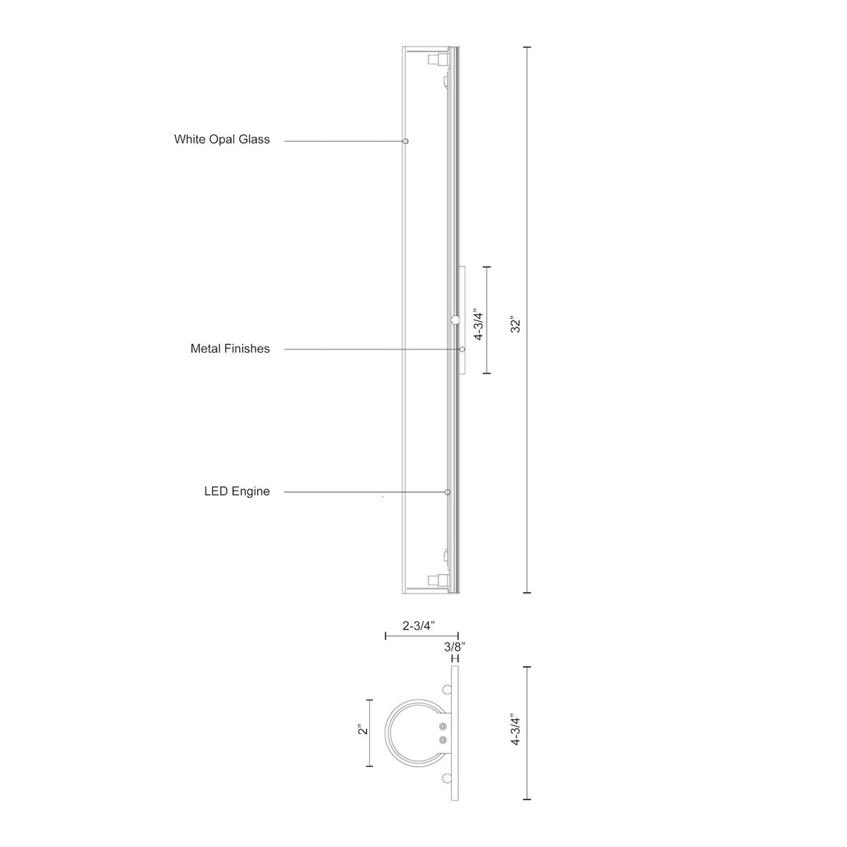 Barre d'éclairage de salle de bain Bute Noir, 32" – vue 3