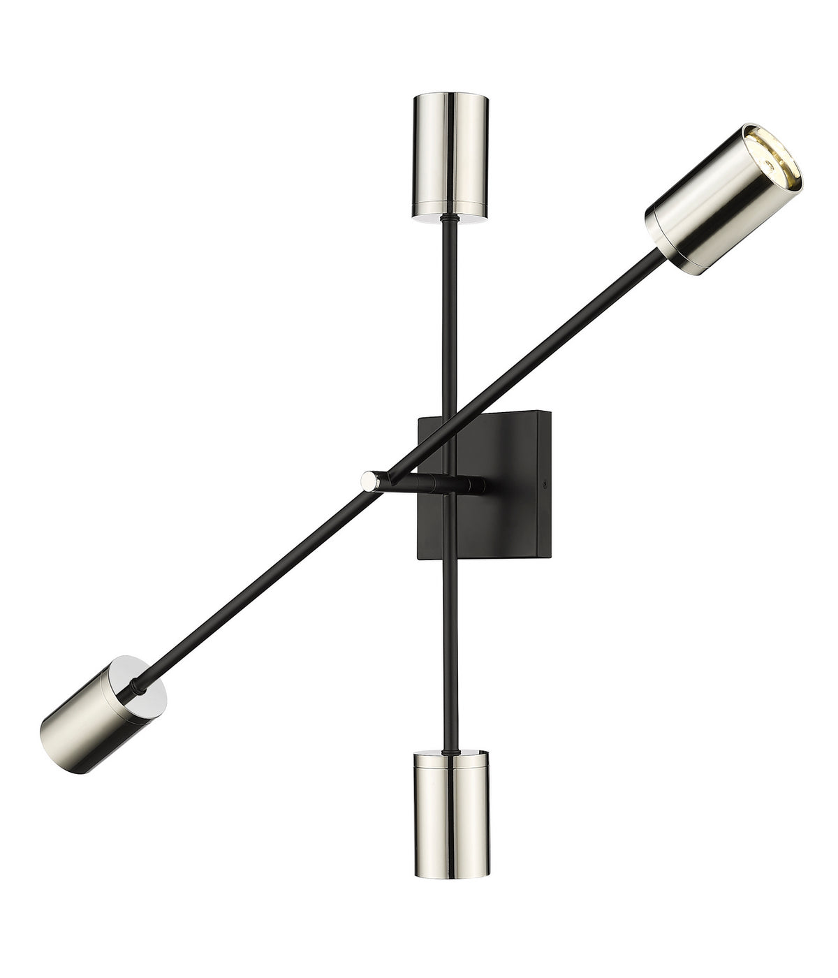 Applique murale Calumet Noir mat + Nickel poli, nombre ampoules 4 – Z-Lite