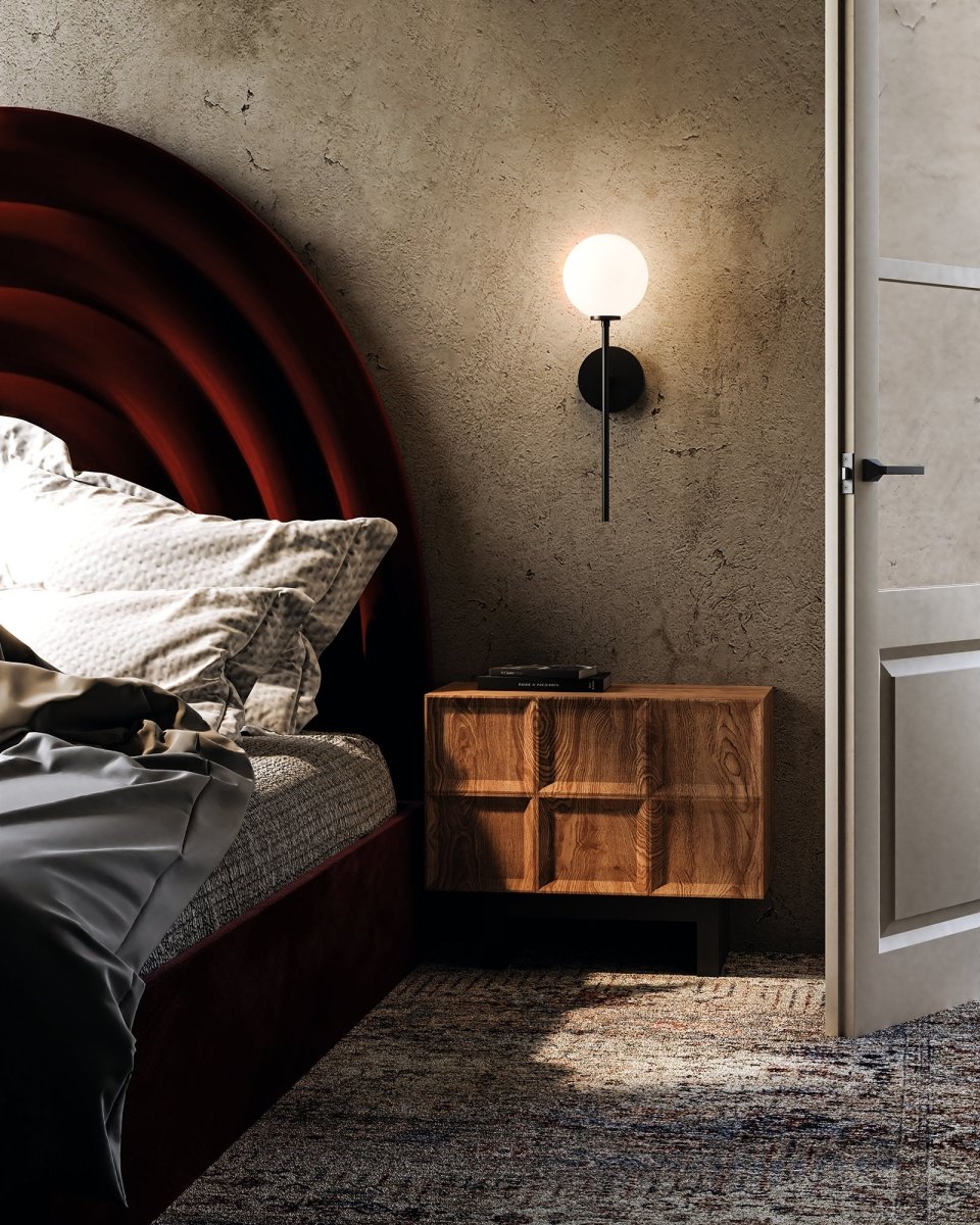 Murale Cassia - Noir mat / Verre opal mat 1 by Alora Lighting | Luminaires & cie