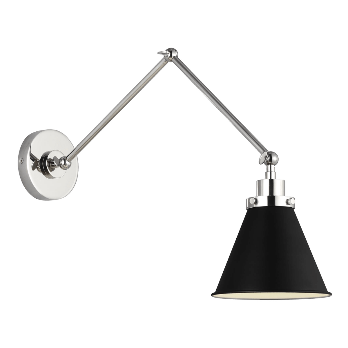 Murale cône à bras double Wellfleet - Nickel noir et raffiné de minuit Noir de minuit by Visual Comfort Studio | Luminaires & cie