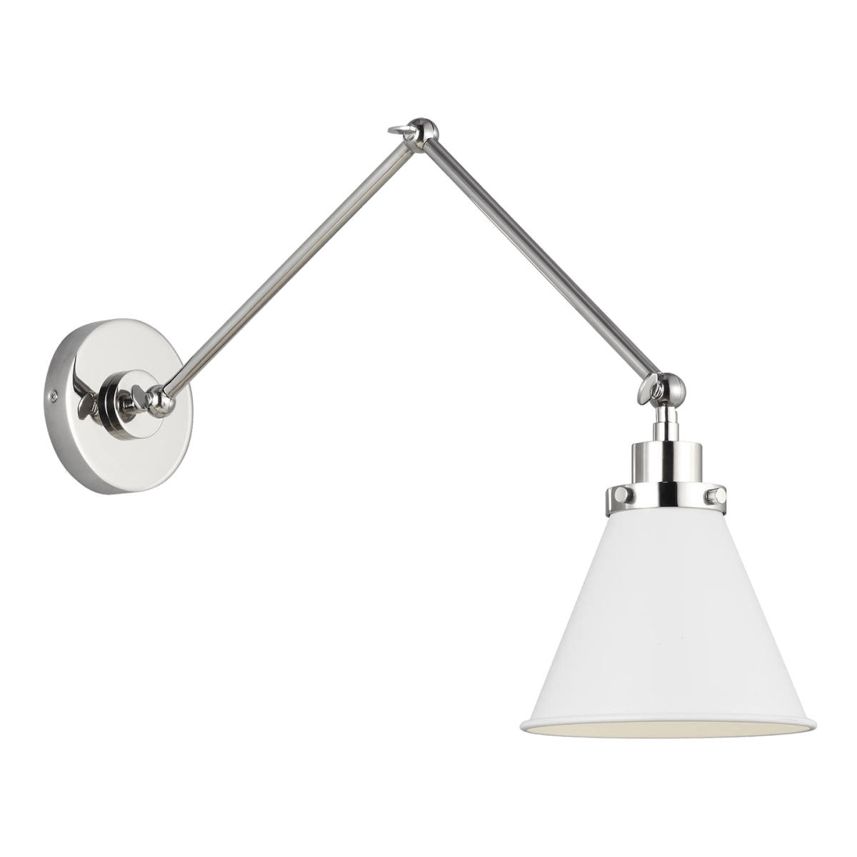 Murale cône à bras double Wellfleet - Nickel blanc et poli mat Blanc mat by Visual Comfort Studio | Luminaires & cie