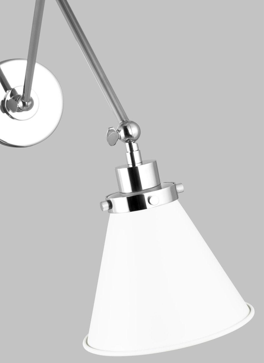 Murale cône à bras double Wellfleet - Nickel blanc et poli mat Blanc mat by Visual Comfort Studio | Luminaires & cie