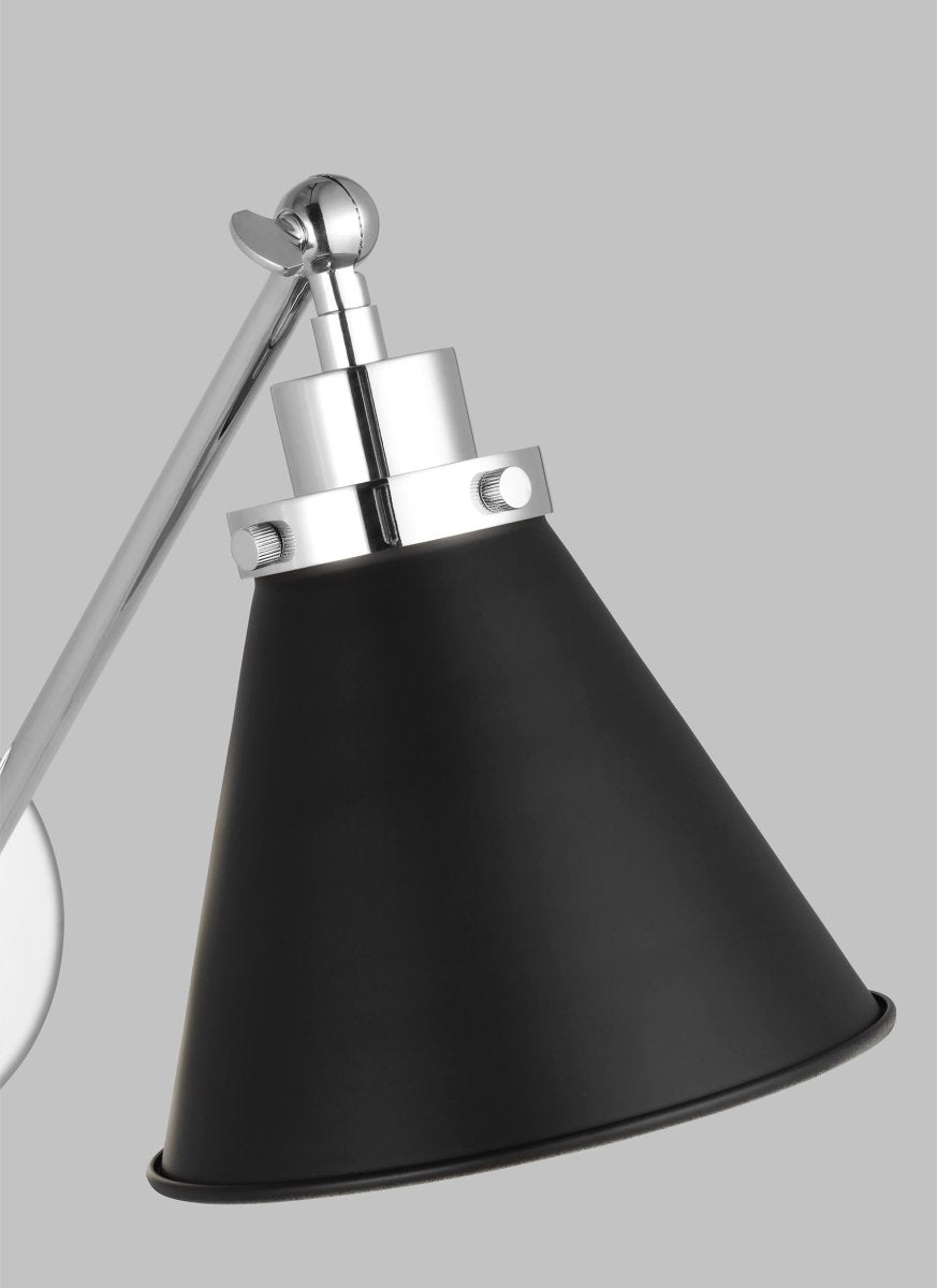 Murale cône à bras unique Wellfleet - Nickel noir et raffiné de minuit Noir de minuit by Visual Comfort Studio | Luminaires & cie