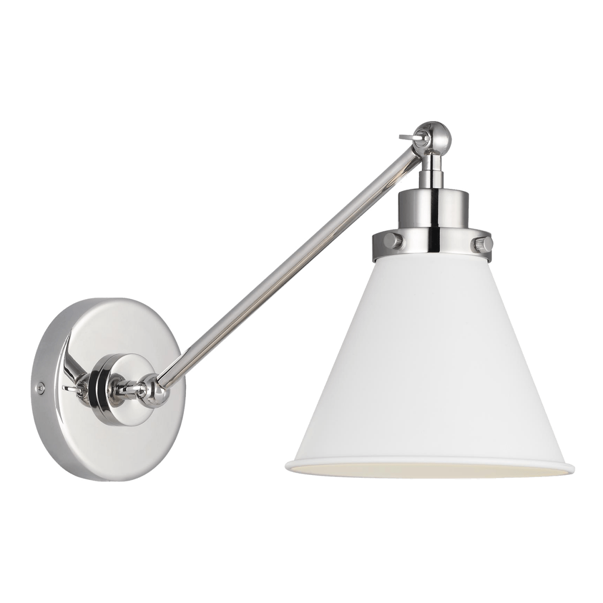 Murale cône à bras unique Wellfleet - Nickel blanc et poli mat Blanc mat by Visual Comfort Studio | Luminaires & cie