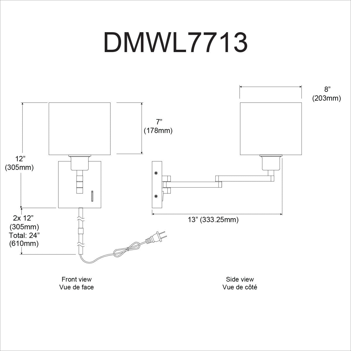 Murale Daino 7713 - Chrome satiné by Dainolite | Luminaires & cie