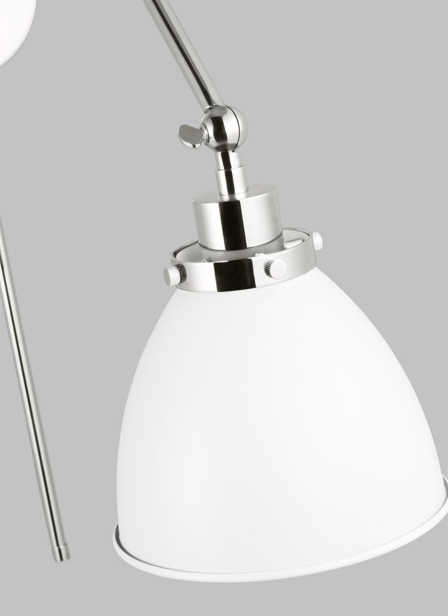 Murale dôme à bras double Wellfleet - Nickel blanc et poli mat Blanc mat by Visual Comfort Studio | Luminaires & cie