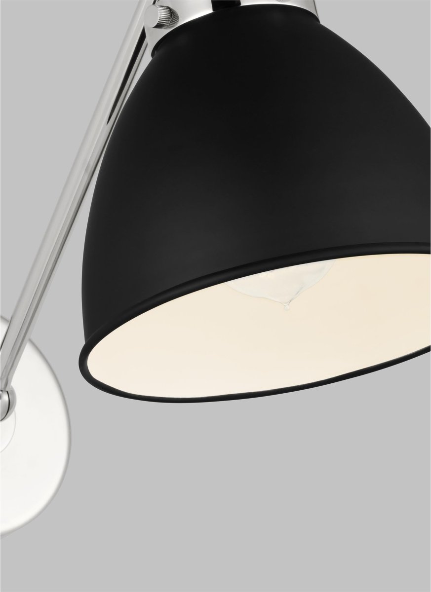 Murale dôme à bras unique Wellfleet - Nickel noir et raffiné de minuit Noir de minuit by Visual Comfort Studio | Luminaires & cie