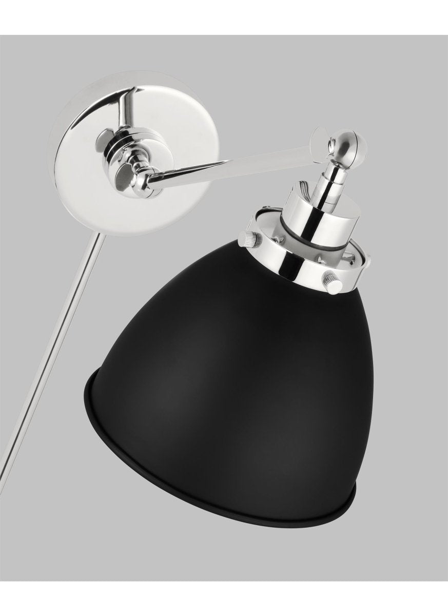 Murale dôme à bras unique Wellfleet - Nickel noir et raffiné de minuit Noir de minuit by Visual Comfort Studio | Luminaires & cie
