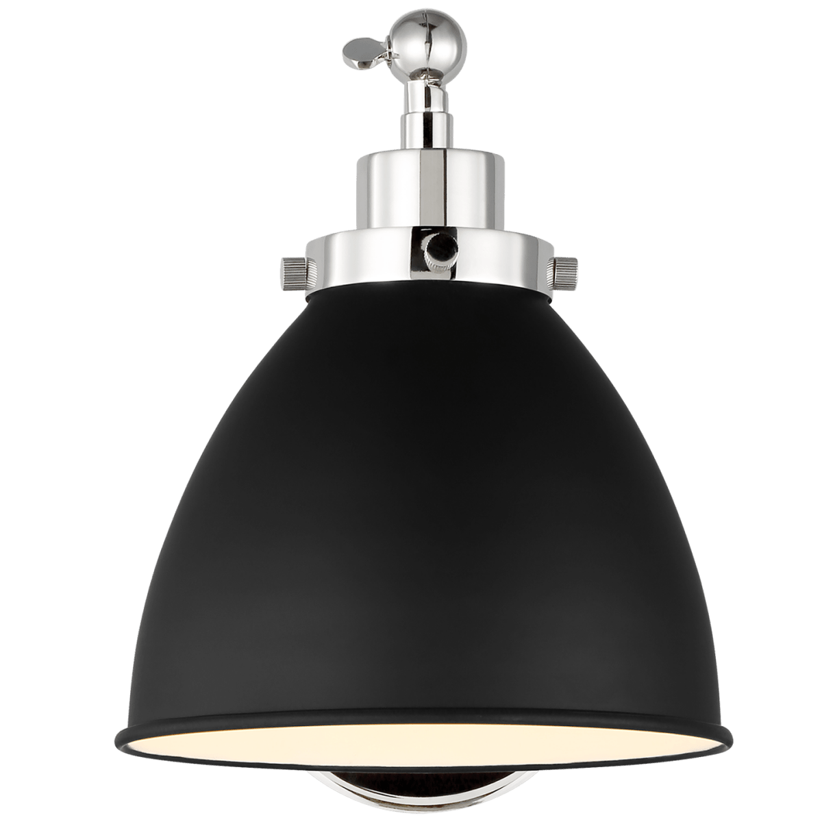 Murale dôme à bras unique Wellfleet - Nickel noir et raffiné de minuit Noir de minuit by Visual Comfort Studio | Luminaires & cie