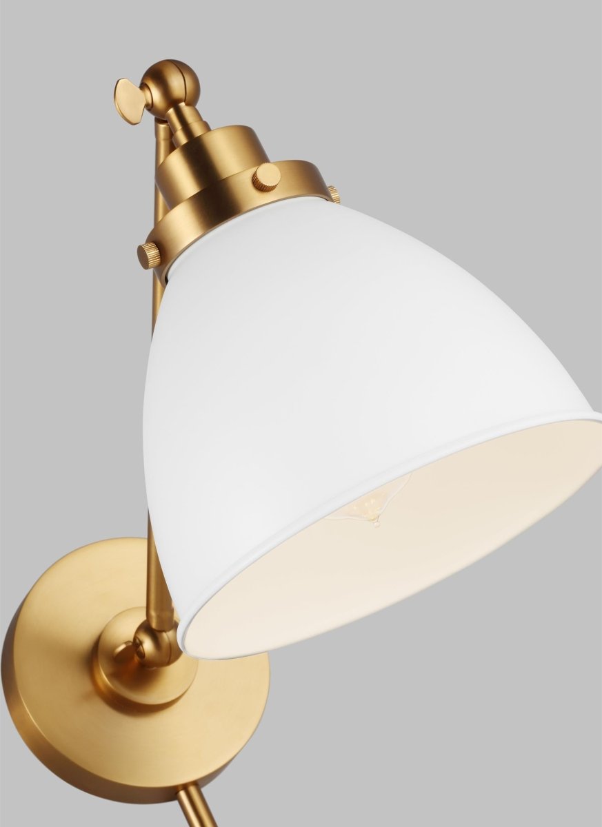 Murale dôme à bras unique Wellfleet - Matte blanc et laiton brûlé Blanc mat by Visual Comfort Studio | Luminaires & cie