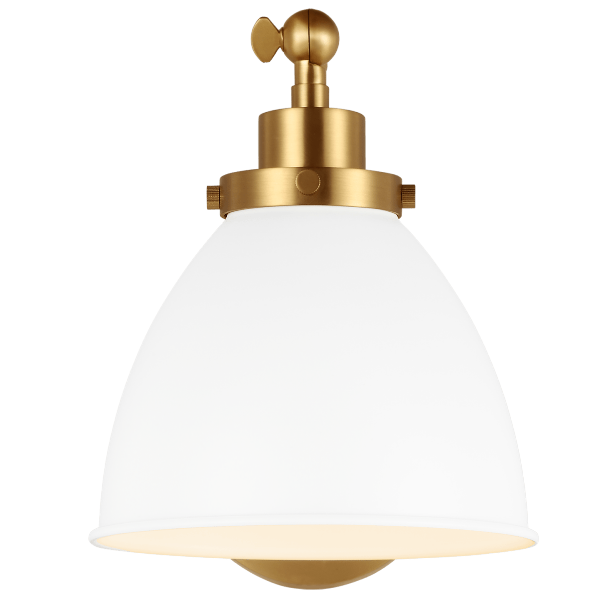 Murale dôme à bras unique Wellfleet - Matte blanc et laiton brûlé Blanc mat by Visual Comfort Studio | Luminaires & cie