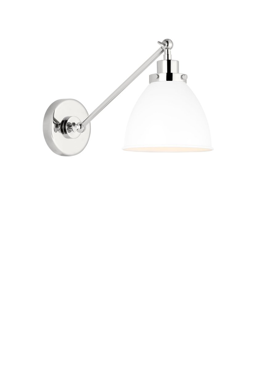Murale dôme à bras unique Wellfleet - Nickel blanc et poli mat Blanc mat by Visual Comfort Studio | Luminaires & cie