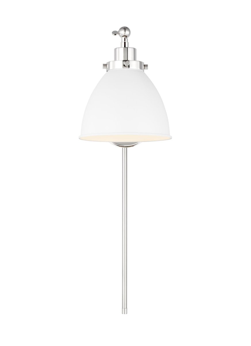 Murale dôme à bras unique Wellfleet - Nickel blanc et poli mat Blanc mat by Visual Comfort Studio | Luminaires & cie