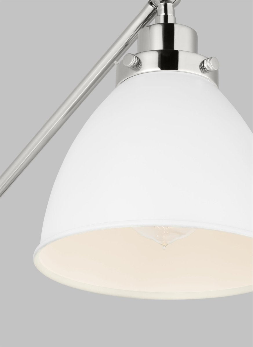 Murale dôme à bras unique Wellfleet - Nickel blanc et poli mat Blanc mat by Visual Comfort Studio | Luminaires & cie