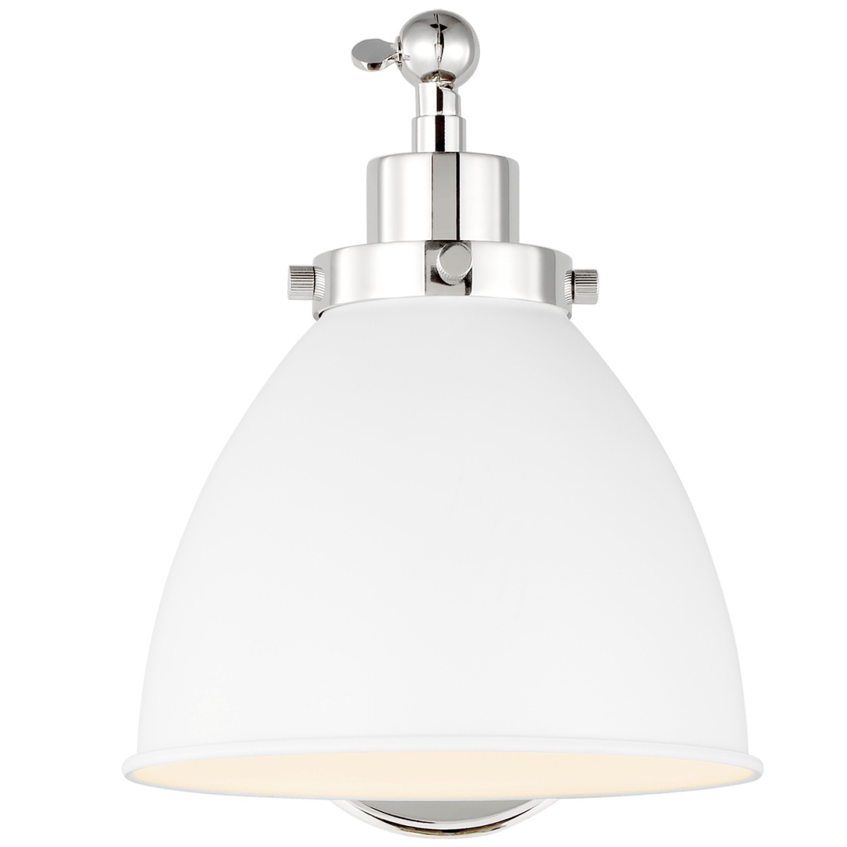 Murale dôme à bras unique Wellfleet - Nickel blanc et poli mat Blanc mat by Visual Comfort Studio | Luminaires & cie