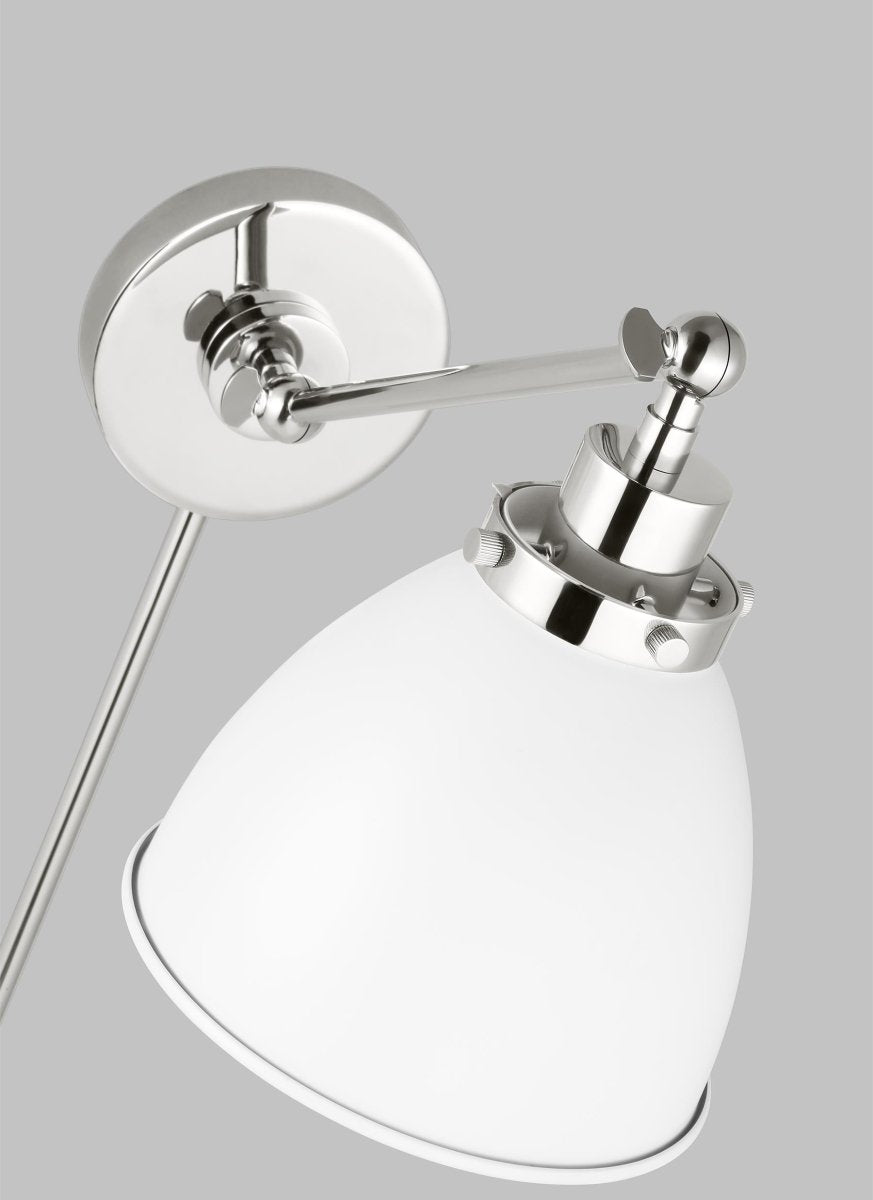 Murale dôme à bras unique Wellfleet - Nickel blanc et poli mat Blanc mat by Visual Comfort Studio | Luminaires & cie
