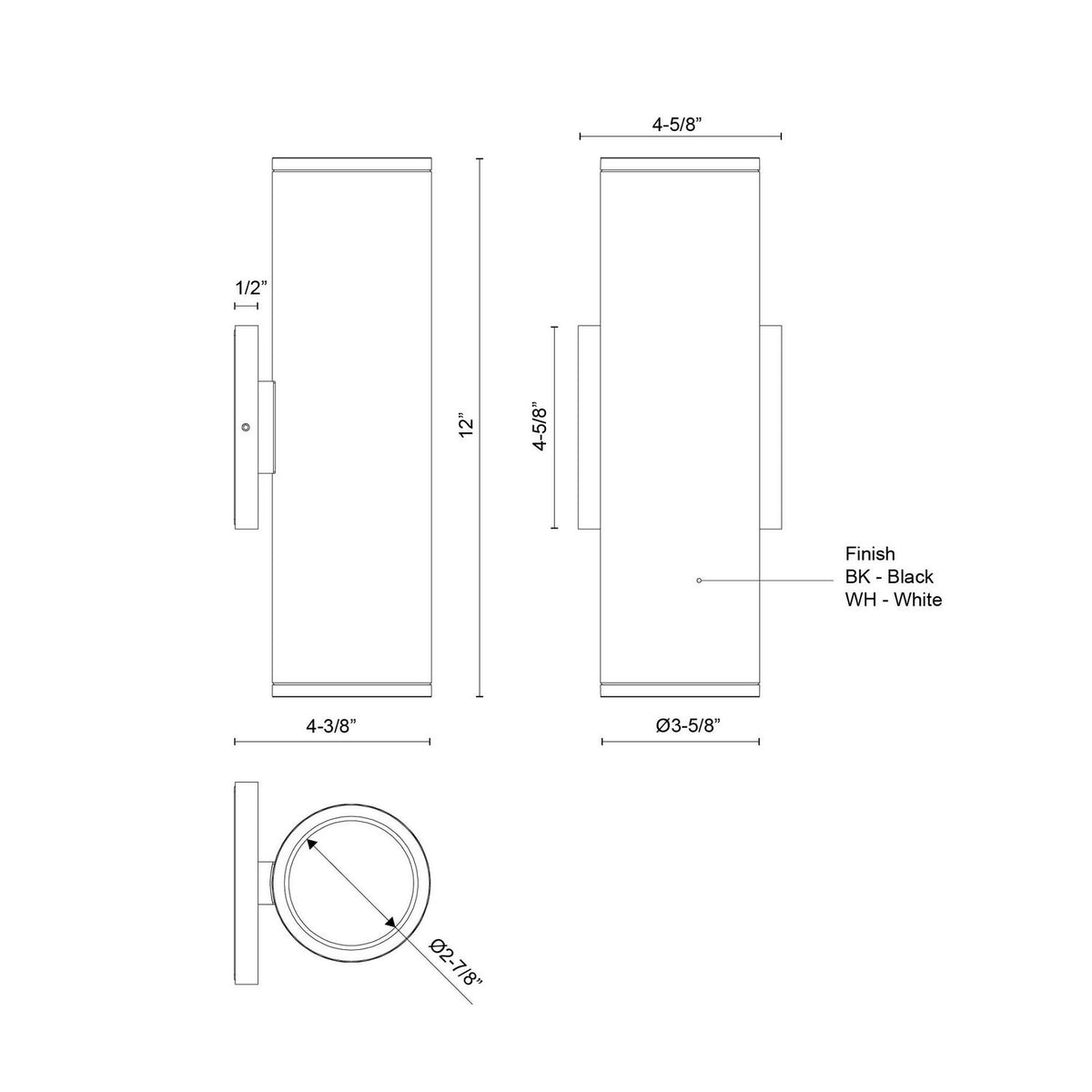 Applique extérieure 3po Nordic Vers le haut + vers le bas, Blanc, 12" – vue 2