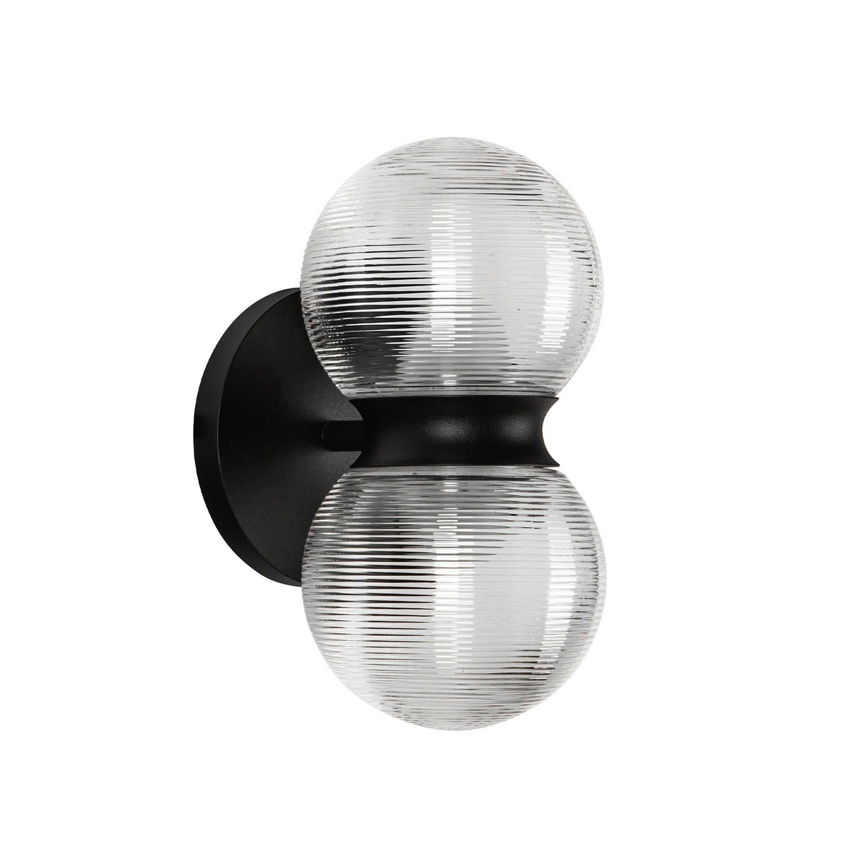 Applique extérieure Peri Noir / Verre strié transparent – vue 2
