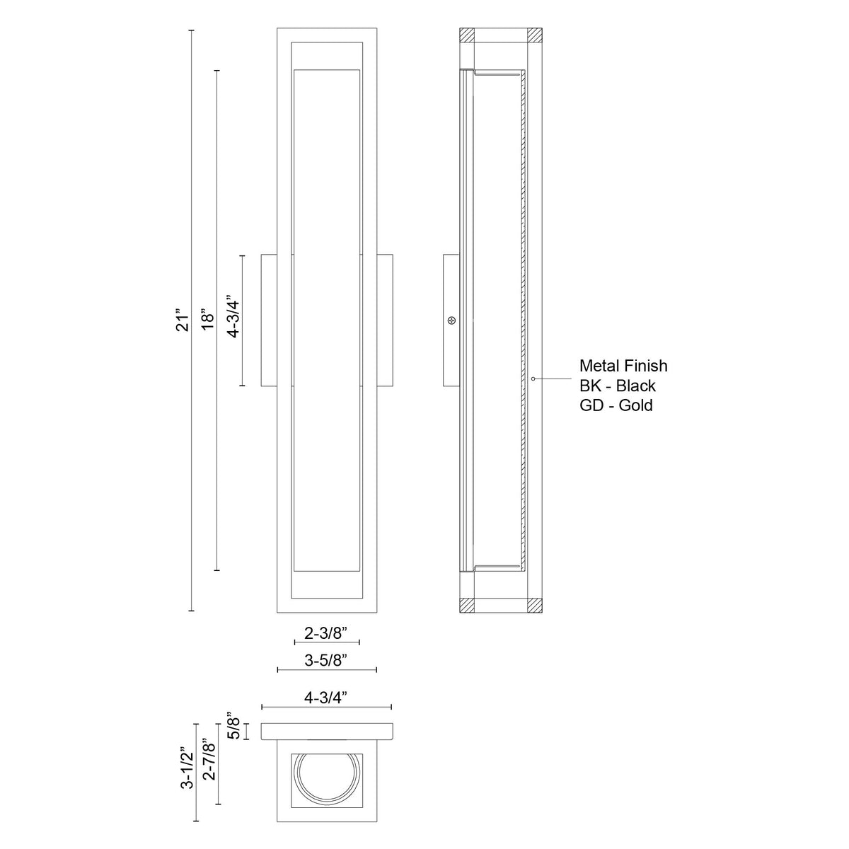 Barre d'éclairage de salle de bain Lochwood Or, 21" – vue 2