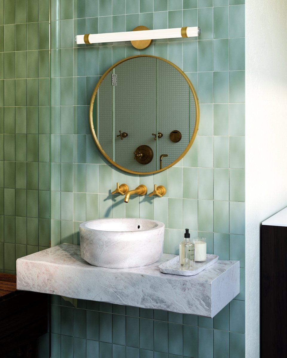 Murale Madison - Opale en laiton / brillant vintage 30" by Alora Lighting | Luminaires & cie